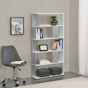 Estantería estantería estantería estantería de soporte estantería de medios estantería de archivos almacenamiento oficina blanco/hormigón - Imagen 1 de 7