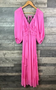 Free People You're A Jewel Maxikleid XS Rosa Boho Taschen Bindeband Sommer - Bild 1 von 12