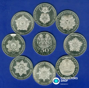 KAZAJSTÁN: Juego de 8 monedas 50 premios Tenge medallas pedidos 2006-2010*sin circular - Imagen 1 de 1