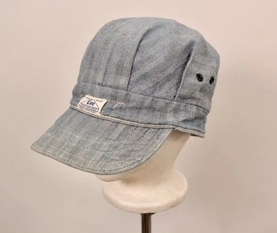 VTG 1940s Lee Housemark Label HBT Work Hat Sz 7 40s Blue Denim Cap House Mark - Image 1 of 4