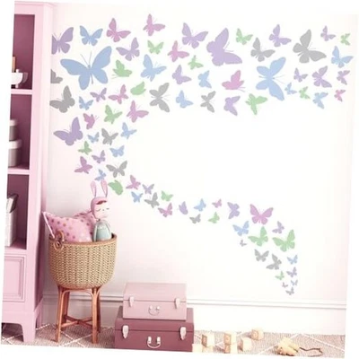 Calcomanías de pared y pegatinas coloridas de dibujos animados de mariposas no tóxicas para niños niñas  Foto 1 de 4