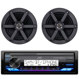 JVC KD-X38MBS 1-DIN Marine Bluetooth Stereo Receiver, 2x 6.5" 100W Speakers - Picture 1 of 4