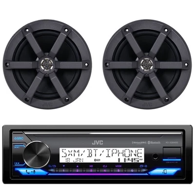JVC KD-X38MBS 1-DIN Marine Bluetooth Stereo Receiver, 2x 6.5" 100W Speakers - Image 1 of 4