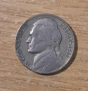 1955-D THOMAS JEFFERSON NICKEL FIVE CENTS DENVER AMERICA USA MM16 - Picture 1 of 2