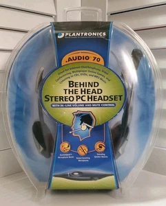 Plantronics Audio 70 Stereo PC Headset Wired 3.5mm Plug Vtg 2001 Mic MIP NEW - Picture 1 of 5