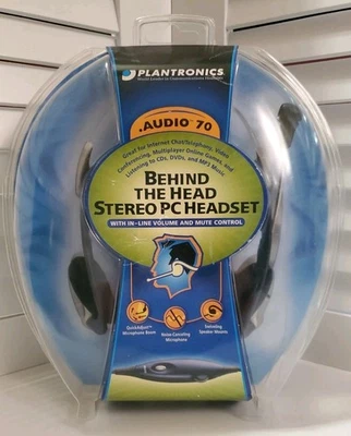 Plantronics Audio 70 Stereo PC Headset Wired 3.5mm Plug Vtg 2001 Mic MIP NEW - Image 1 of 4