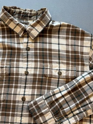 GH Bass Vintage Men’s Brown Plaid Workwear Shirt Outdoor Flannel Size Large L - Image 1 of 4