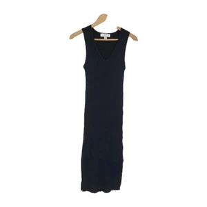 M Magaschoni Knit Dress Black Ribbed V Neck Sleeveless Medium Split Seam - Picture 1 of 9