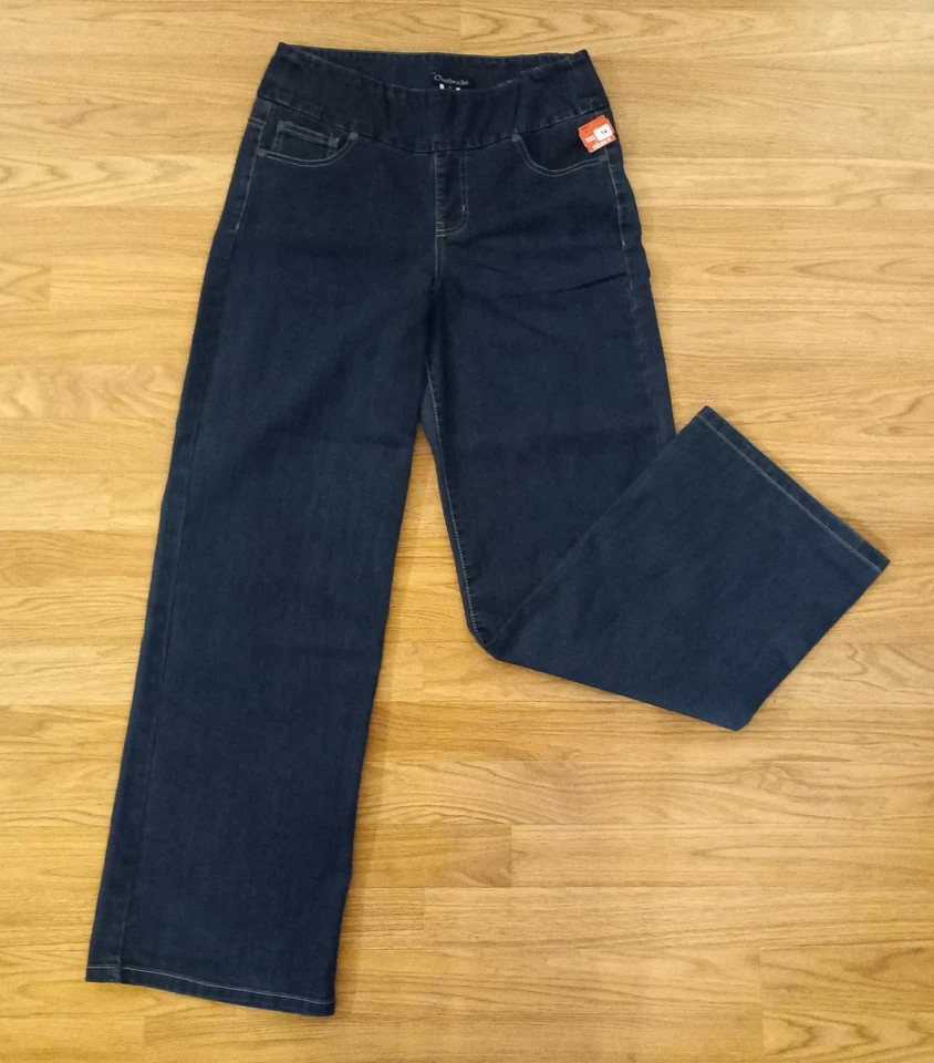 NUEVOS JEANS CHADWICKS PARA MUJER LAVADO OSCURO TALLA 14 CINTURA ELÁSTICA SIN CREMALLERA BOLSILLOS ANCHOS PARA PIERNAS Foto 1 de 4