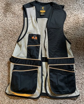 Browning Trapper Creek Mesh Shooting Vest-BLACK/gray/orange trim NWOT sz large - Image 1 of 3