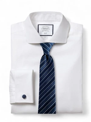 Corbata Donald J Trump Signature para hombre 100 % seda azul marino blanco acanalada satinado rayas Foto 1 de 4