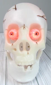 Halloween Skull Color Changing Lights Eyes Creepy Sounds & Thunderstorm Decor R3 - Picture 1 of 8
