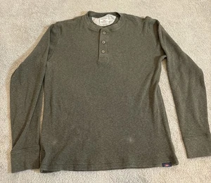 Maglione maglia termica Faherty uomo M verde waffle girocollo pullover casual - Foto 1 di 12