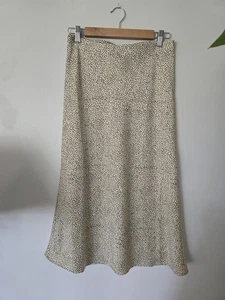 Rachel Zoe Spotted Polka Dot Satin Midi Skirt Lightweight Sz. 2 Womens Beige - Picture 1 of 7