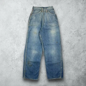 Jeans Denim Sanforizado Vintage Años 50 Cabeza de Pato Cremallera Lateral Talla 22x26 Hecho en Unión - Imagen 1 de 10
