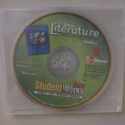 STUDENT WORKS PLUS~LITERATURE Course 1 (GA Ed)  CD-Rom~Text, Audio, WKBK -NEW - Image 1 of 2