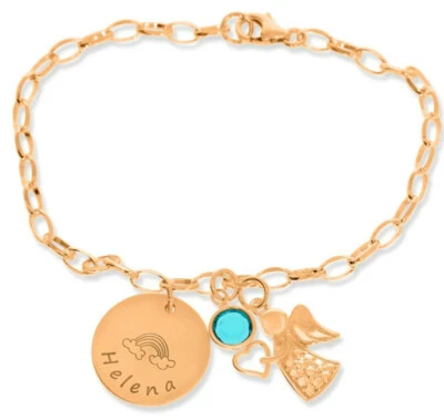Schutzengel Armband rosé vergoldet Armband Namensgravur Geschenk Taufe Mädchen - Bild 1 von 4