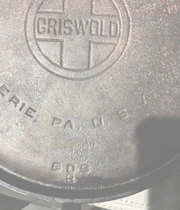 SELTEN Vintage (1950er) Griswold großer Block Logo #9, Gusseisen Bratpfanne 609 B - Bild 1 von 24