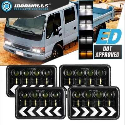 4x6inch LED Headlights Hi/Lo Arrow Turn Signal DRL for Isuzu FTR FVR FRR NQR FSR - Image 1 of 4