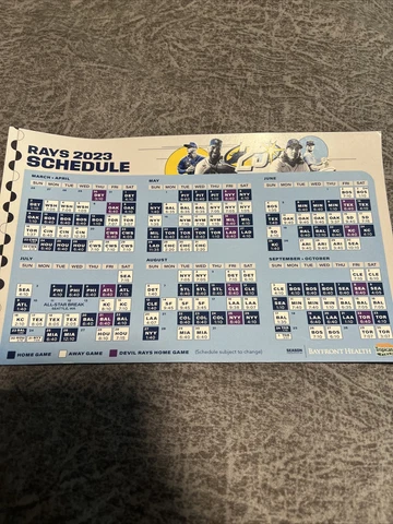 Tampa Bay Rays MLB 2023 Magnet Opening Day Schedule Cover