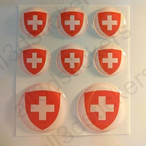 Stickers Switzerland Coat of Arms Gel Domed Resin 3D Switzerland Vinyl Sticker - Imagen 1 de 2