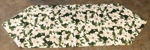 Handmade Christmas Table Runner 14" x 41-1/2" Glitter White Poinsettias on Green - Imagen 1 de 4