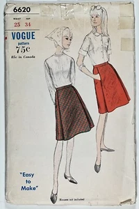 1960's Vintage Sewing Pattern Vogue 6620 A-Line Skirt Waist 25” - Picture 1 of 4