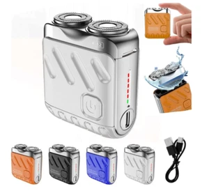 Portable Mini Small Steel Cannon Rotary Dual Ring Electric Cordless Shaver Razor - Picture 1 of 13