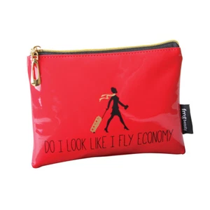 Quirky CUTE cosmetic wash / makeup bag FLY ECONOMY by FMG 2 sizes toiletry - Picture 1 of 3