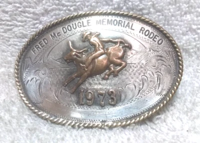 Sunset Trails Sterling Fred McDougall Memorial Rodeo Buckle Gunsmoke Bartender - Image 1 of 4