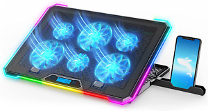 RGB Cooling Pad Gaming Laptop Cooler, Laptop Fan Cooling Stand with 6 Quiet for 
