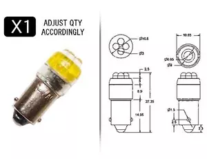 AMBER 4-Point BA9 Style LED Replacement Instrument Cluster Gauge Bulb - Picture 1 of 4