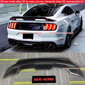 For 18-23 Ford Mustang GT500 Style Carbon Fiber Double Layer Rear Trunk Spoiler - Picture 1 of 17