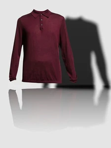 $295 Neiman Marcus Men's Red Cashmere-Silk Solid Long-Sleeve Polo Shirt Size XL - Picture 1 of 1