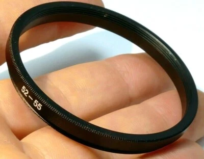 55mm to 52mm ring Metal adapter threaded step-down with ribbed rim - Image 1 of 4