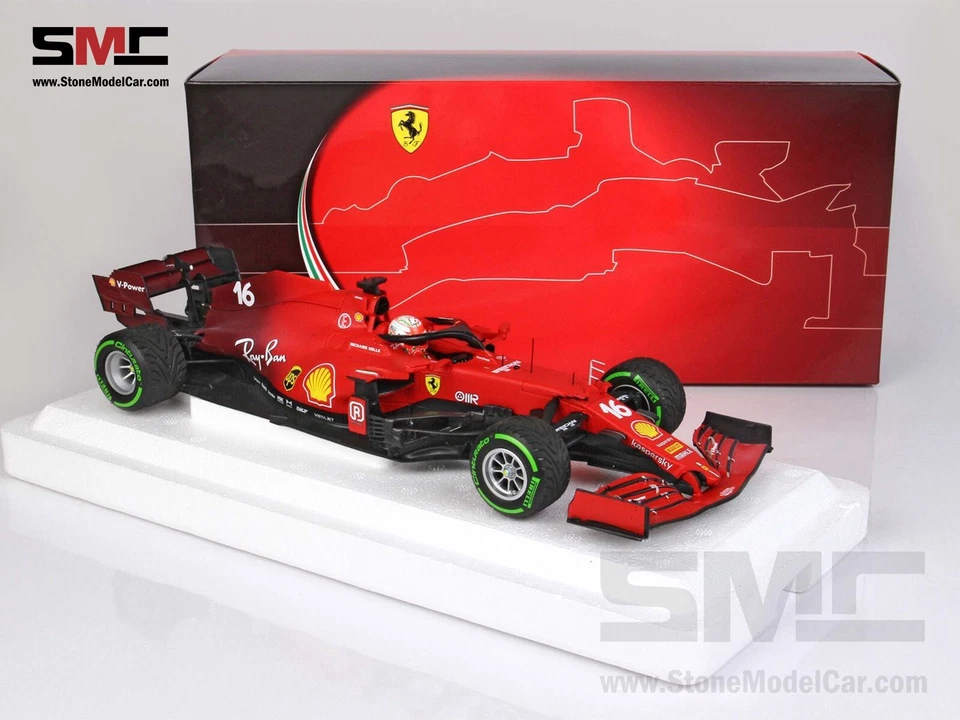 Зеленые шины Ferrari F1 SF21 #16 Charles Leclerc Emilia Romna GP 2021 1:18 BBR - Изображение 1 из 4