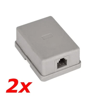 2 PACK - 1-Port RJ11 6P4C White Surface Mount Box SMB Biscuit Jack for Telephone - Image 1 of 2