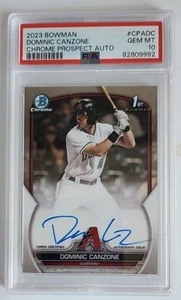2023 DOMINIC CANZONE BOWMAN CHROME PROSPECT ON CARD AUTO PSA 10! - Bild 1 von 4