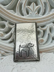Antique Art Deco Hammered Pewter Cigarette Case Welsh Terrier Dog - Picture 1 of 6
