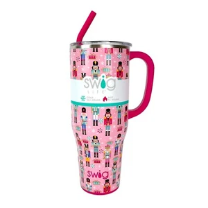 Swig Life 40oz Mega Pink Tumbler w/ Straw Nutcracker Christmas NEW - Picture 1 of 7