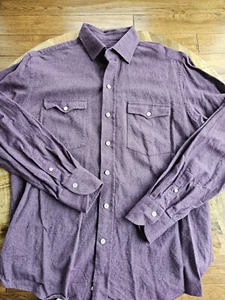 Camisa Ledbury Chambrey Fina Para Hombre Abotonada Púrpura Talla M Carrera - Imagen 1 de 8