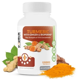Premium Turmeric Curcumin with Ginger & BioPerine – Max Strength 1300mg - 30 Day - Picture 1 of 8