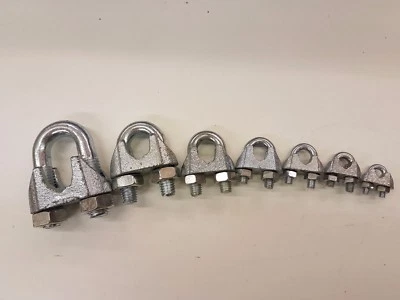 2x HEAVY DUTY ROPE CLAMP 3mm-16mm Cable Grips Steel Metal Wire U Bolts Fixing - Image 1 of 2