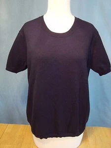 PENGUIN MUNSINGWEAR LADIES SOLID BLACK SHORT SLEEVE SWEATER BLOUSE SHIRT SMALL M - Picture 1 of 9