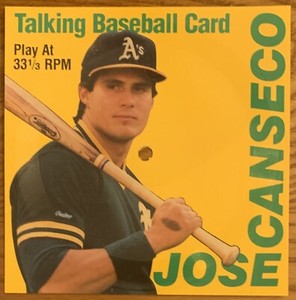 JOSE CANSECO, SUPER RARE ! 1989 CMC COLLECTIBLE TALKING BASEBALL CARD, WOW !