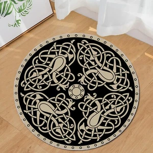 Celtic Knot Round Rug - Viking Shield Inspired Medieval Home Decor Carpet - Picture 1 of 10