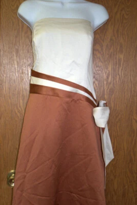 VESTIDO FORMAL PRINCESA PERLA COBRE SIN TIRANTES NUEVO CON ETIQUETAS PRECIO DE VENTA SUGERIDO POR EL FABRICANTE $180 10 vestido Jordan faja Foto 1 de 4