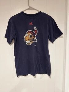 Cleveland Indians Vintage Chris Wahoo Print Adidas T Shirt Size Kids 14/16 - Picture 1 of 3