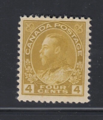 Canada 110, 4¢ Olive Bister George V, MH, F/VF, Scott $55 - Image 1 of 2