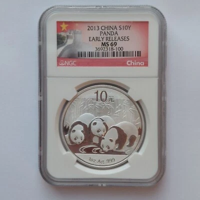 2013 China Label S10Y 1 Oz 999 Silver Panda Early Releases NGC MS69 Bullion Coin - Image 1 of 2